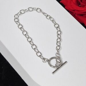Silver Stainless Steel Toggle Bracelet ✨ 4mm Chain OT Buckle Sleek Minimalist
